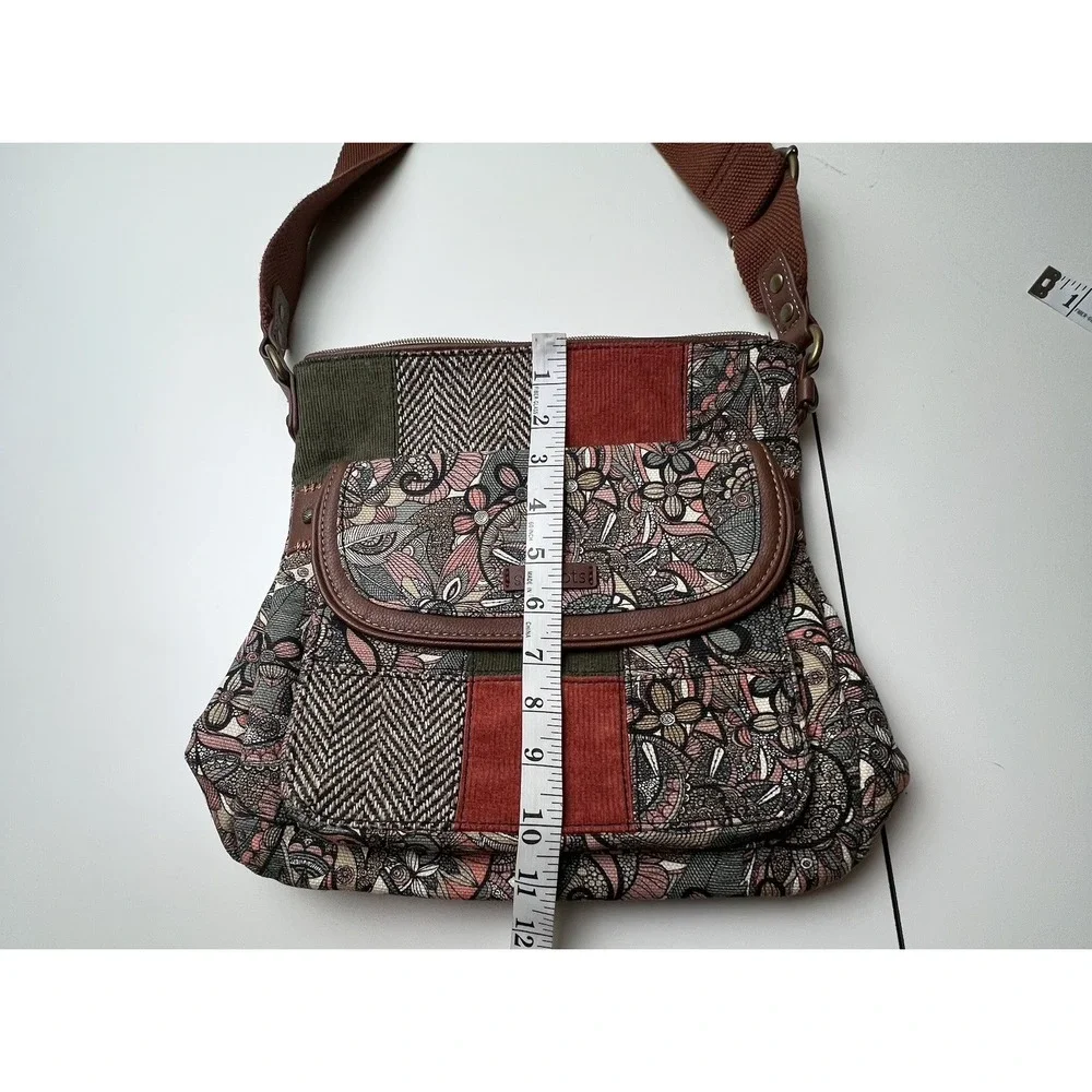 Sakroots Flap Crossbody Spirit Desert Canvas Bag  Sienna Patchwork Corduroy